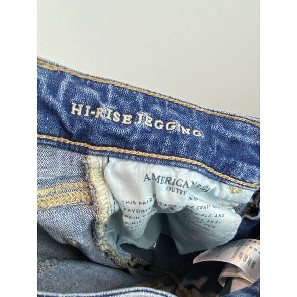 American Eagle Womens Stretch High Rise Distressed Blue Jegging Size 00 (1086) - Picture 16 of 16
